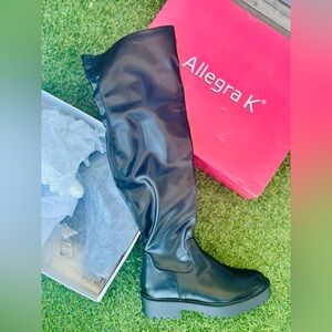 Allegra K Sleek Black Over-the-Knee Boots